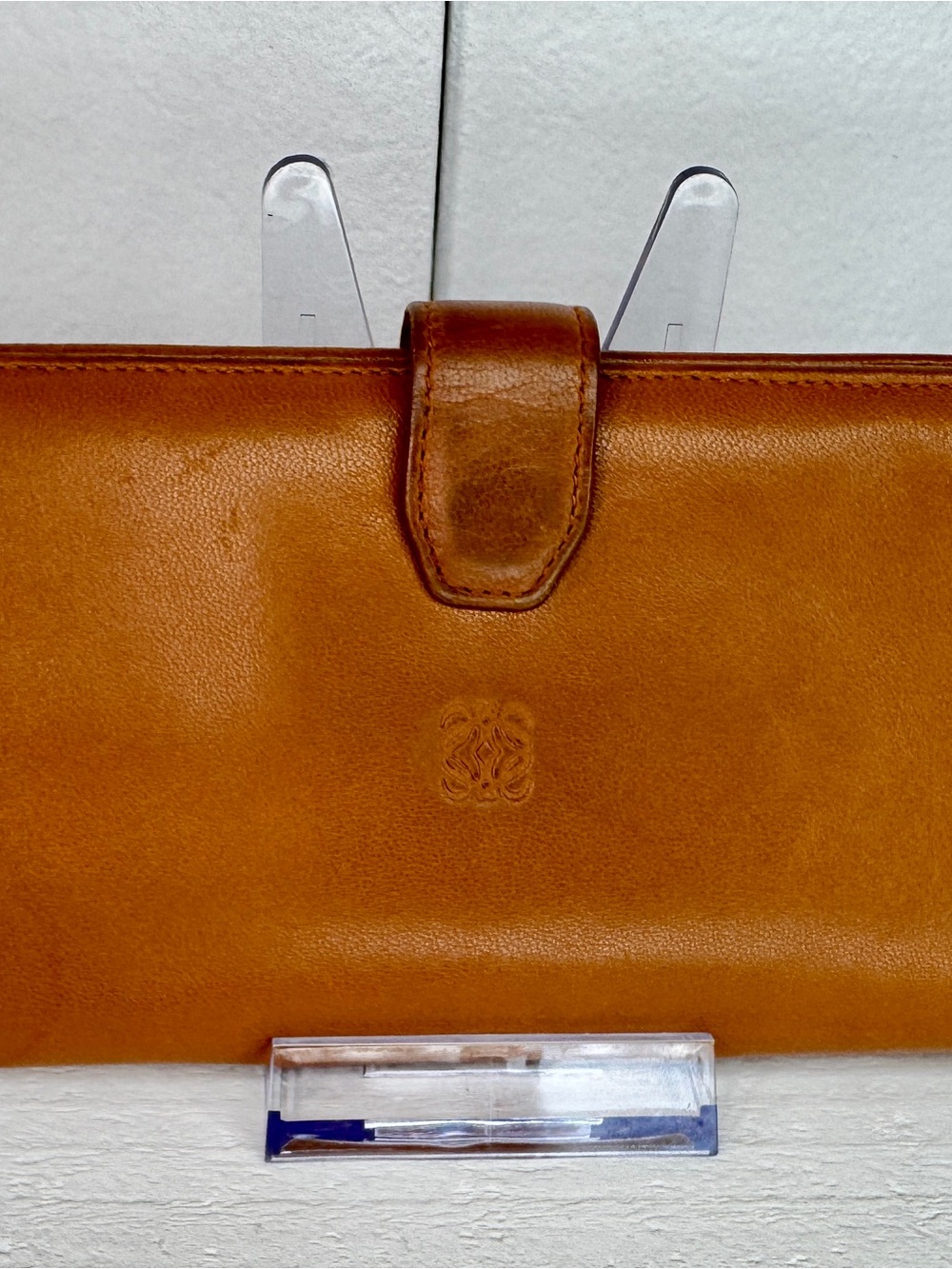Vintage LOEWE Tan Leather Continental Wallet Long Bifold Wallet
